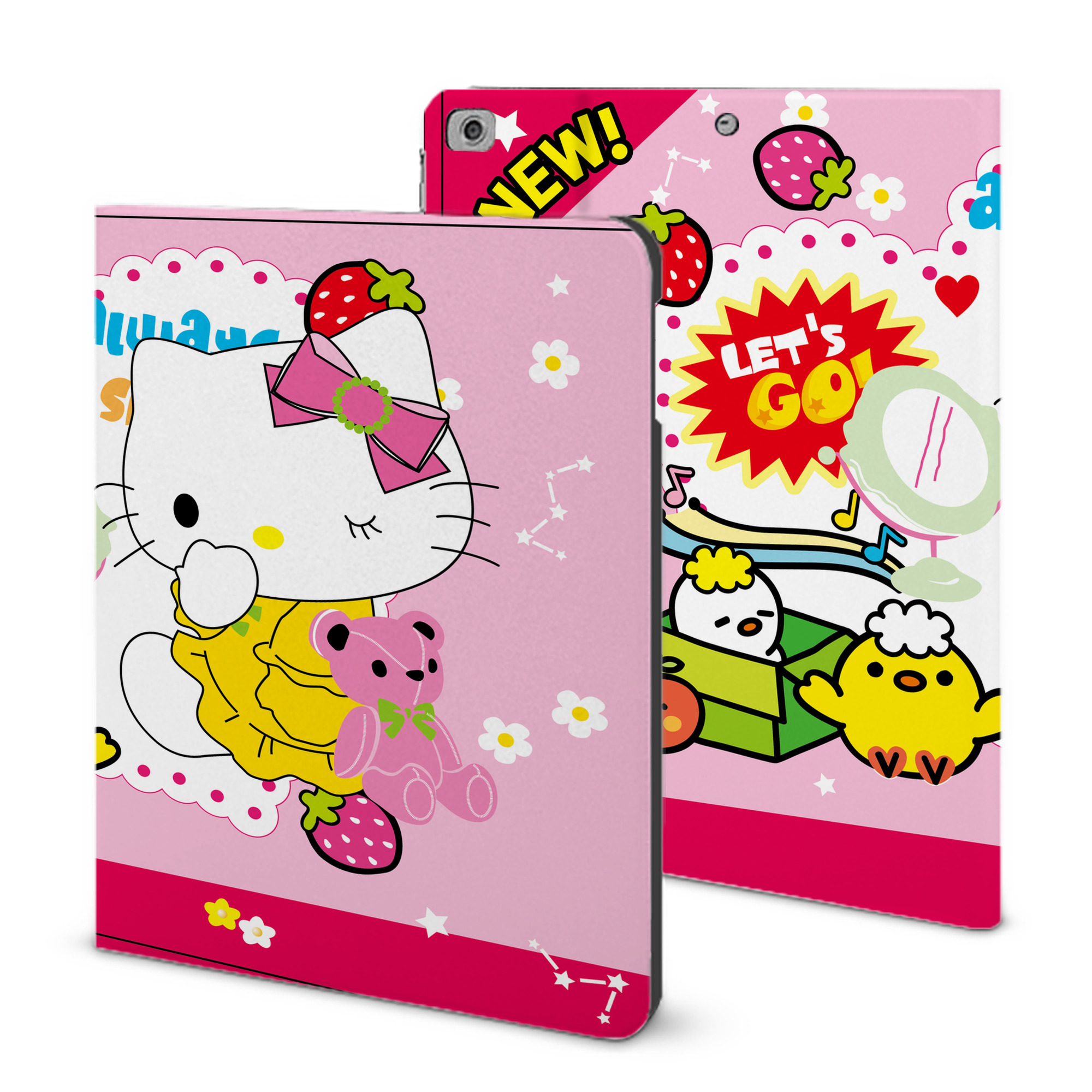 （画像用） Hello Kitty ハローキティ IPad ケース ブック型 PUレザー TPU 耐衝撃 軽量 薄型 ペン収納なし 全面保護 IPad 各モデル対応